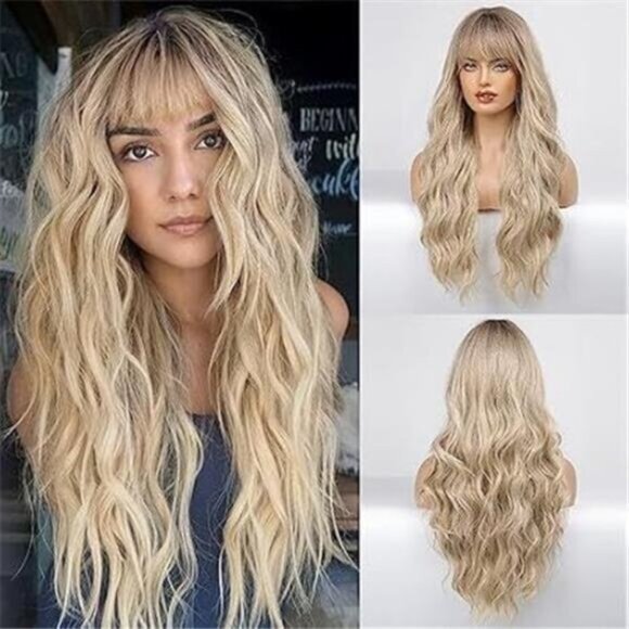 Wig with Bangs for Women, Ombre Blonde - Picture 1 of 6